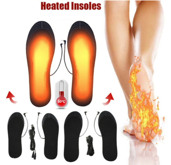 Rechargeable Heated Insoles Foot Warmer Heater Charging Heat Boots Shoes Pad 